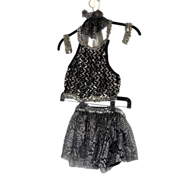 Vintage 6 Piece Curtain Call Costumes Sequin Dance Outfit  Made in USA Size 2/3 - Picture 1 of 14